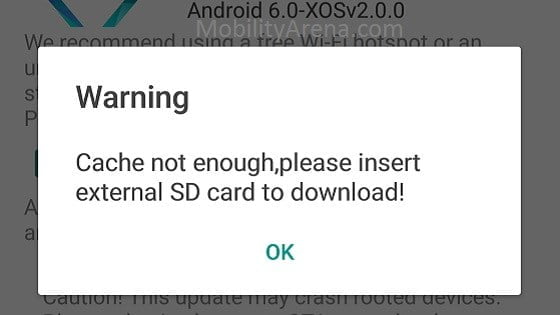 Easy Way To Fix "Cache not enough, Please Insert External SD Card to Download"